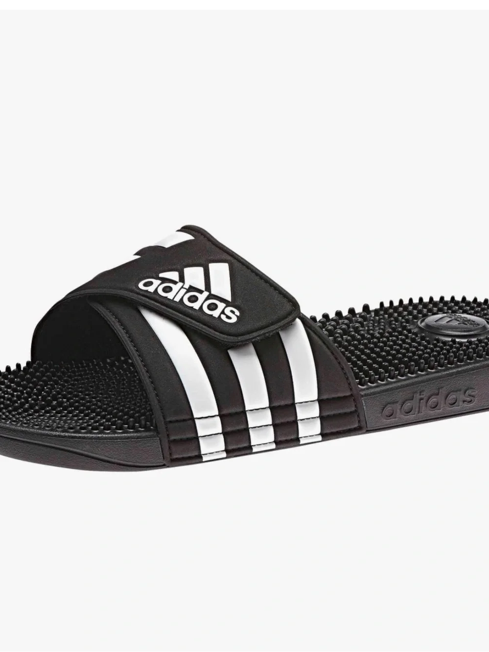adidas Black and White Adissage Adjustable Slide Sandal